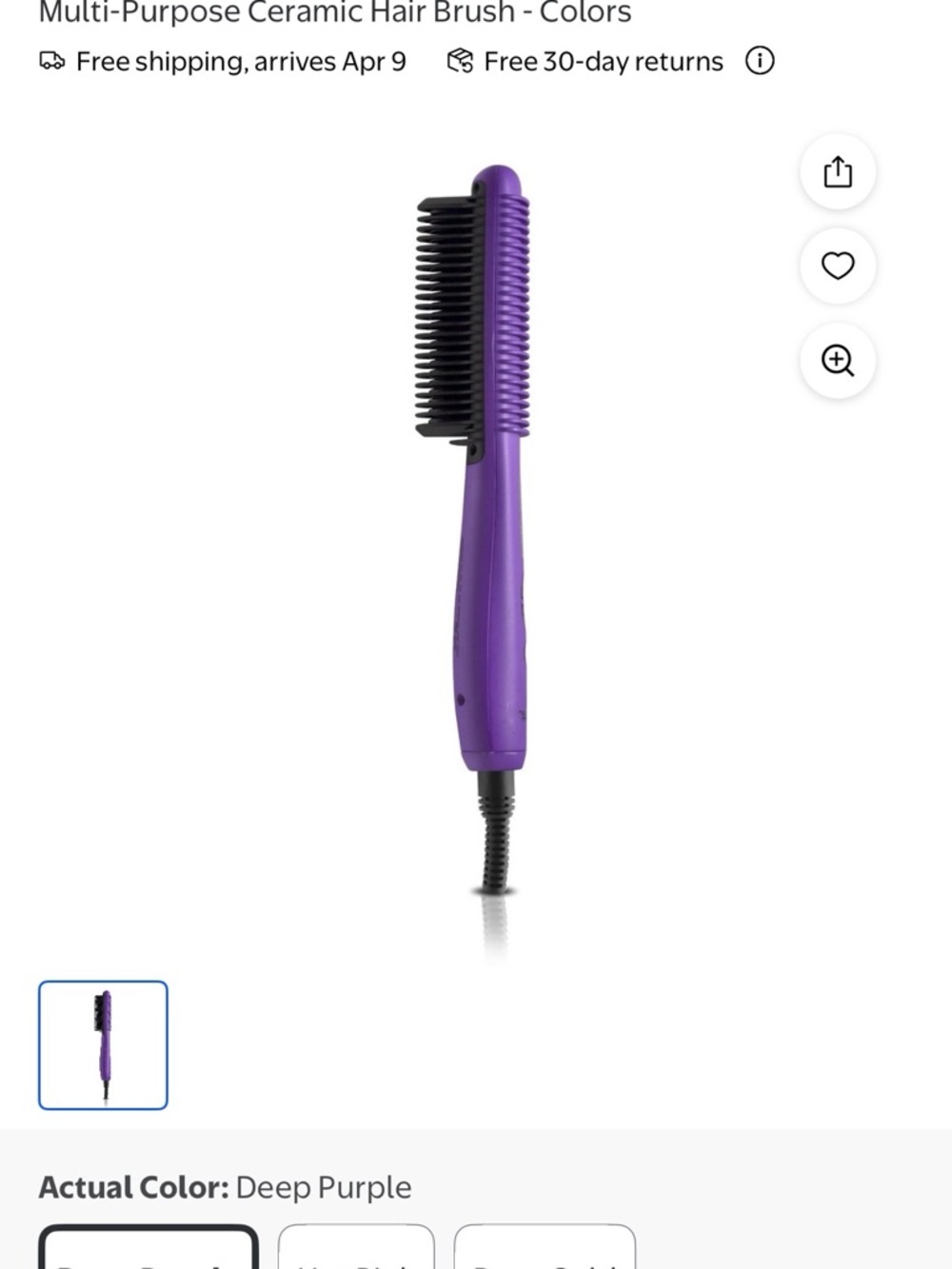 Ceramic Hair Straightening Brush -purple